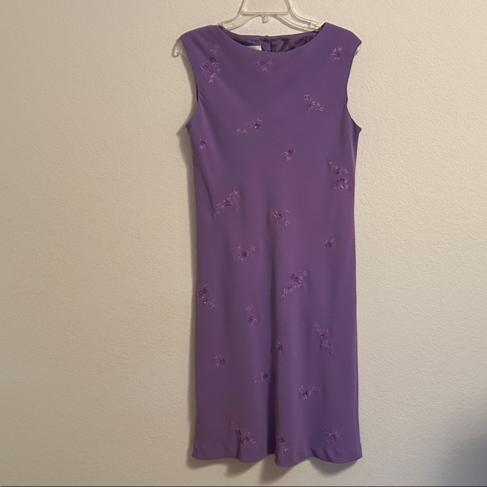 Evan Picone Lavender Embroidered Midi Dress